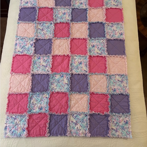 NEW Handmade Patchwork Rag Quilt for Baby, Shower Gift Idea, size approx 29”x39” - Picture 3 of 9